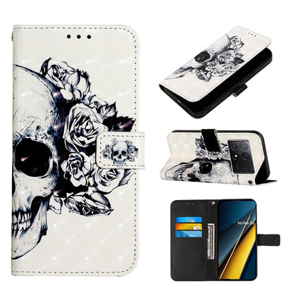 Xiaomi Poco X6 Pro Leather Flip Phone Case with 3D Painted Design, Card Holder, Wallet & Stand Function - Durable Protection & Easy Access