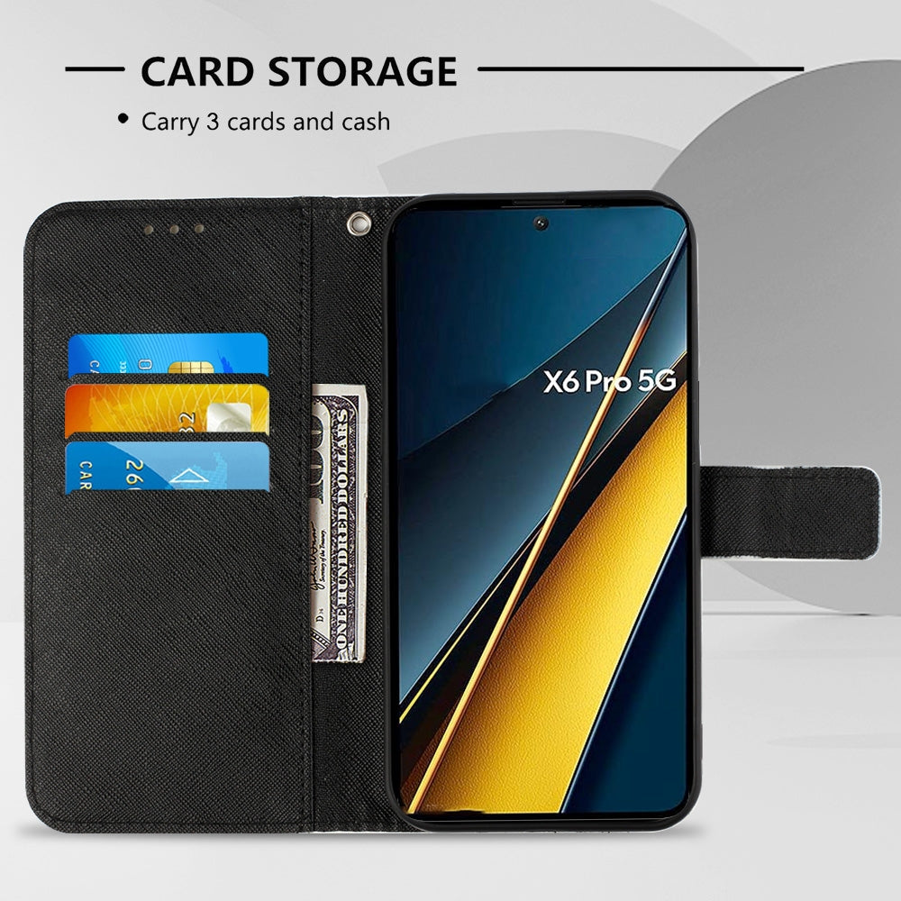 Xiaomi Poco X6 Pro Leather Flip Phone Case with 3D Painted Design, Card Holder, Wallet & Stand Function - Durable Protection & Easy Access