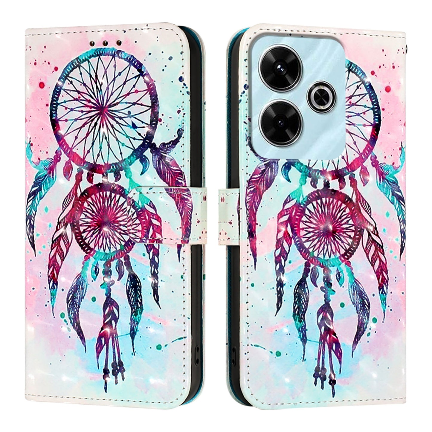 Xiaomi Redmi 13 4G Leather Flip Phone Case with 3D Painted Design, Card Holder, Wallet & Stand Function - Durable Protection & Easy Access