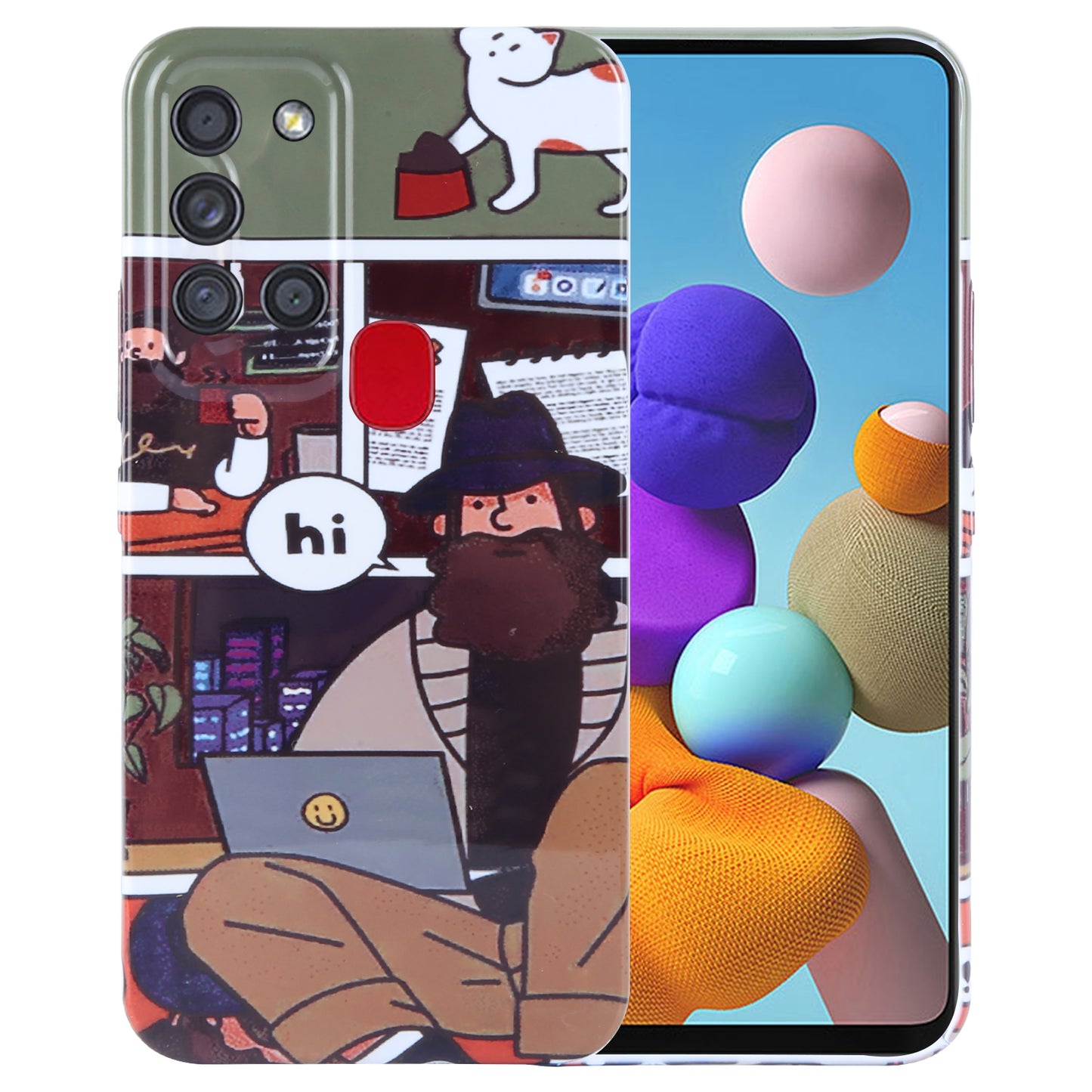 Samsung Galaxy A21s Painted Pattern PC Phone Case with Precise Hole Design