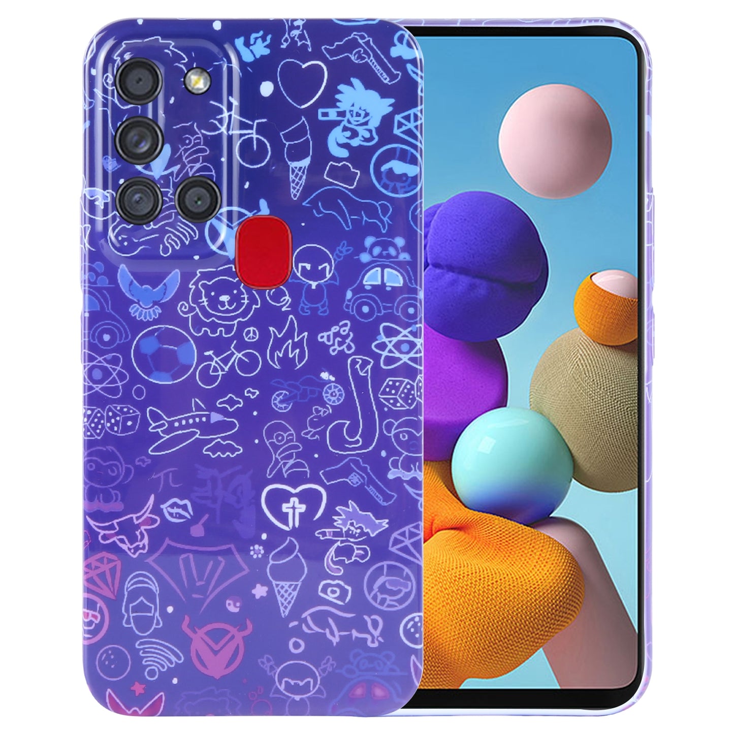 Samsung Galaxy A21s Painted Pattern PC Phone Case with Precise Hole Design