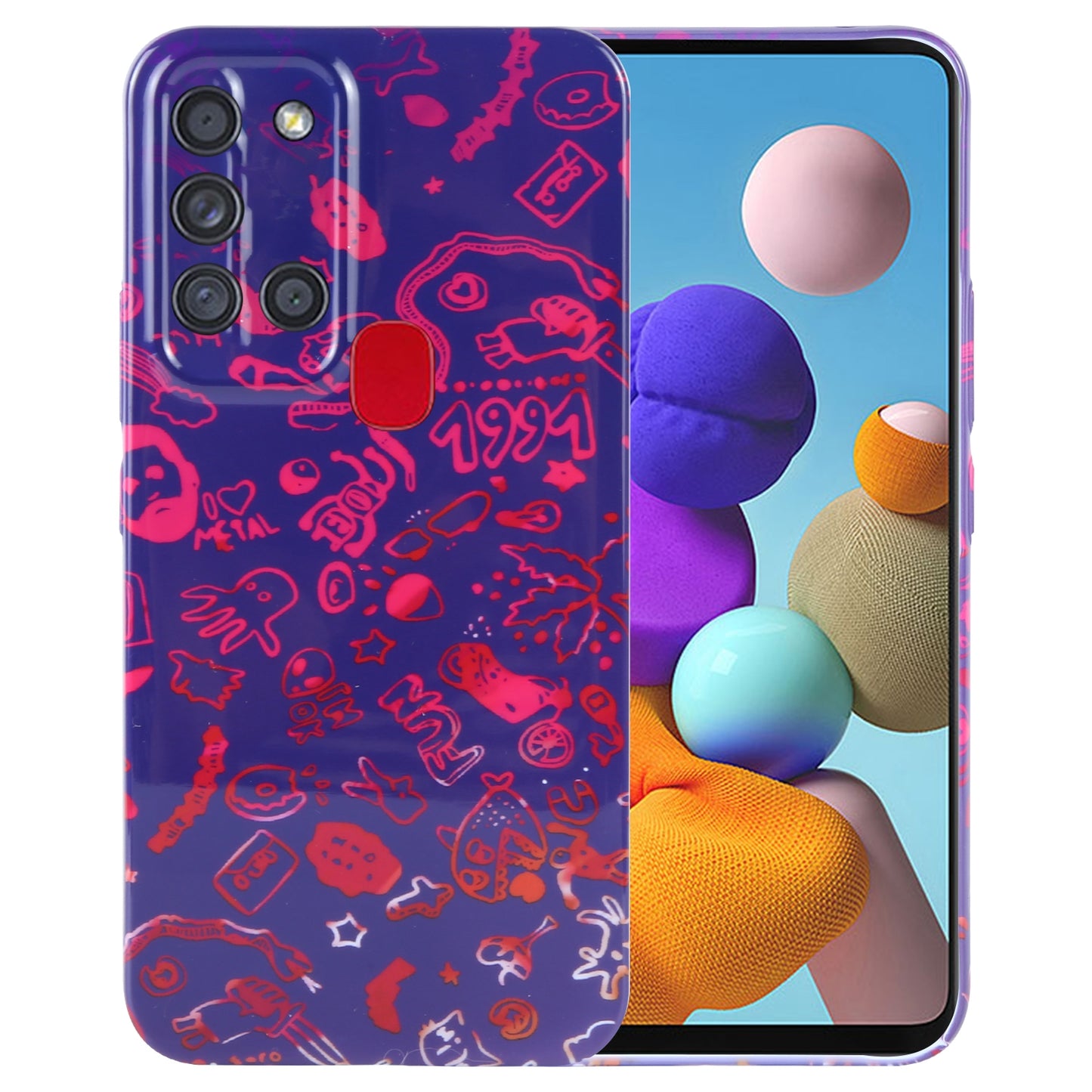 Samsung Galaxy A21s Painted Pattern PC Phone Case with Precise Hole Design