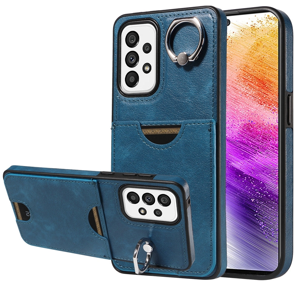 Samsung Galaxy A73 5G Case with Calf Texture, Card Slot, & Ring Holder