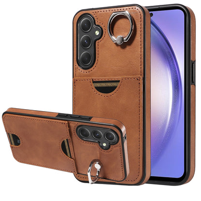 Samsung Galaxy A54 5G Calf Texture Card Slot Ring Holder Phone Case