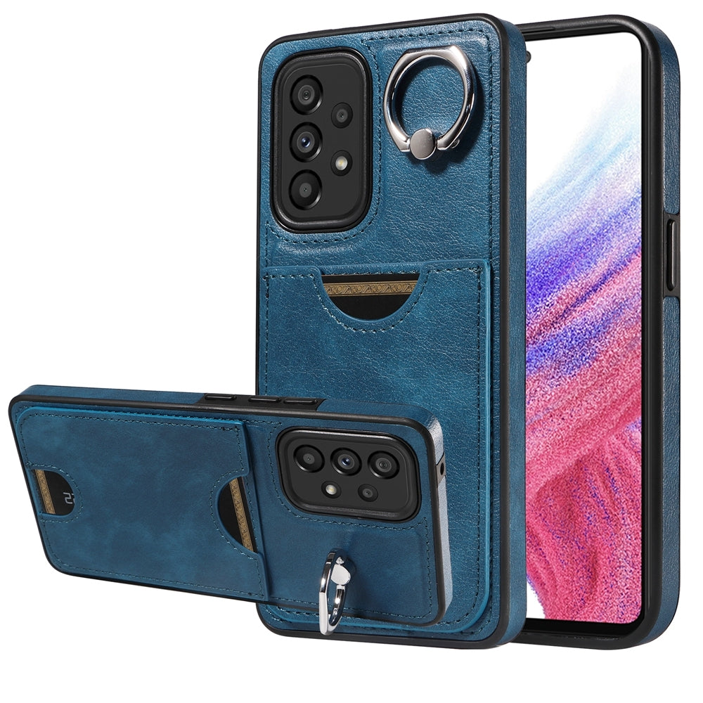 Samsung Galaxy A53 5G Case with Calf Texture, Card Slot, & Ring Holder