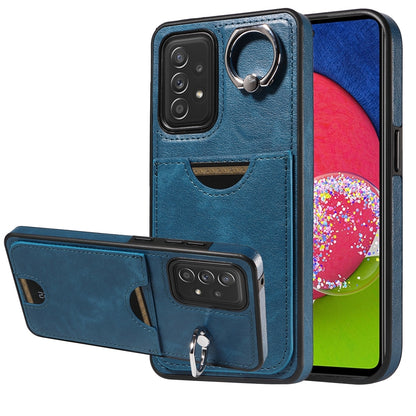 Samsung Galaxy A52/A52s 4G/5G Case with Calf Texture & Ring Holder - Durable Card Slot Design