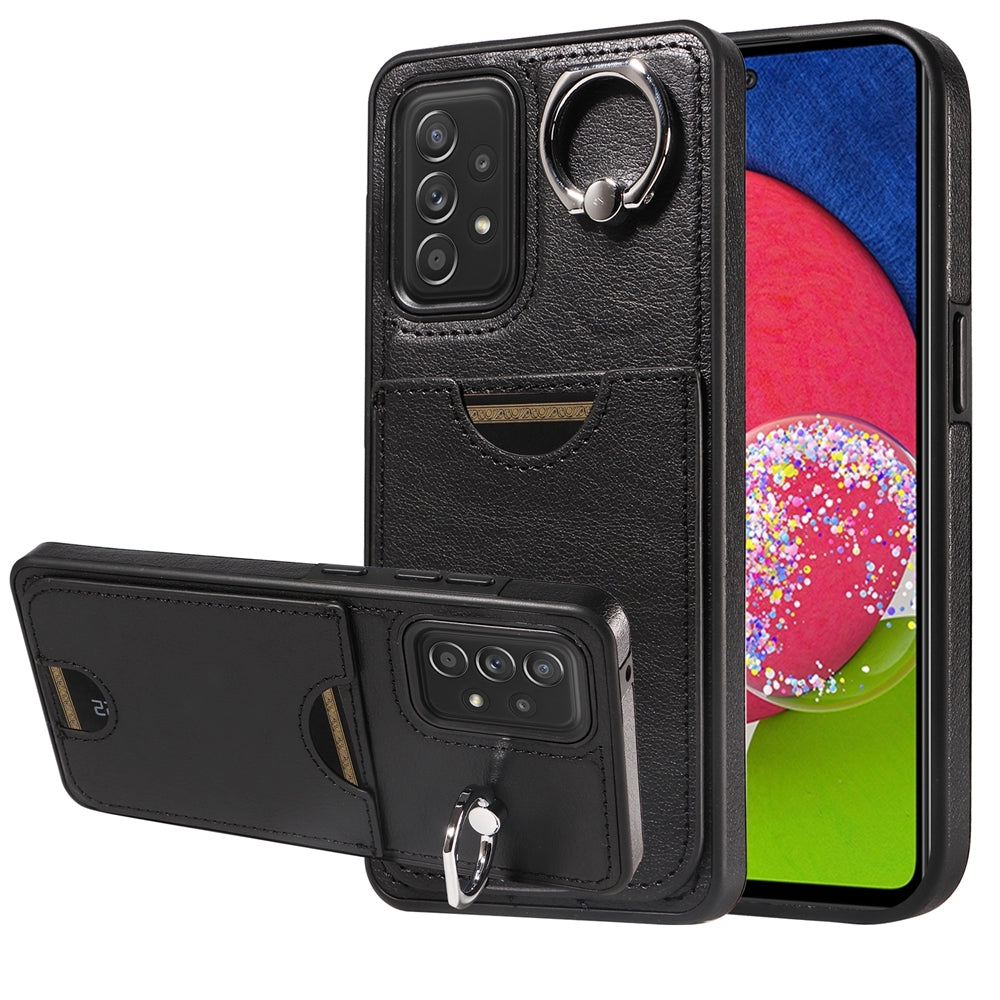 Samsung Galaxy A52/A52s 4G/5G Case with Calf Texture & Ring Holder - Durable Card Slot Design