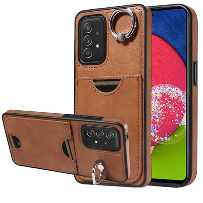 Samsung Galaxy A52/A52s 4G/5G Case with Calf Texture & Ring Holder - Durable Card Slot Design