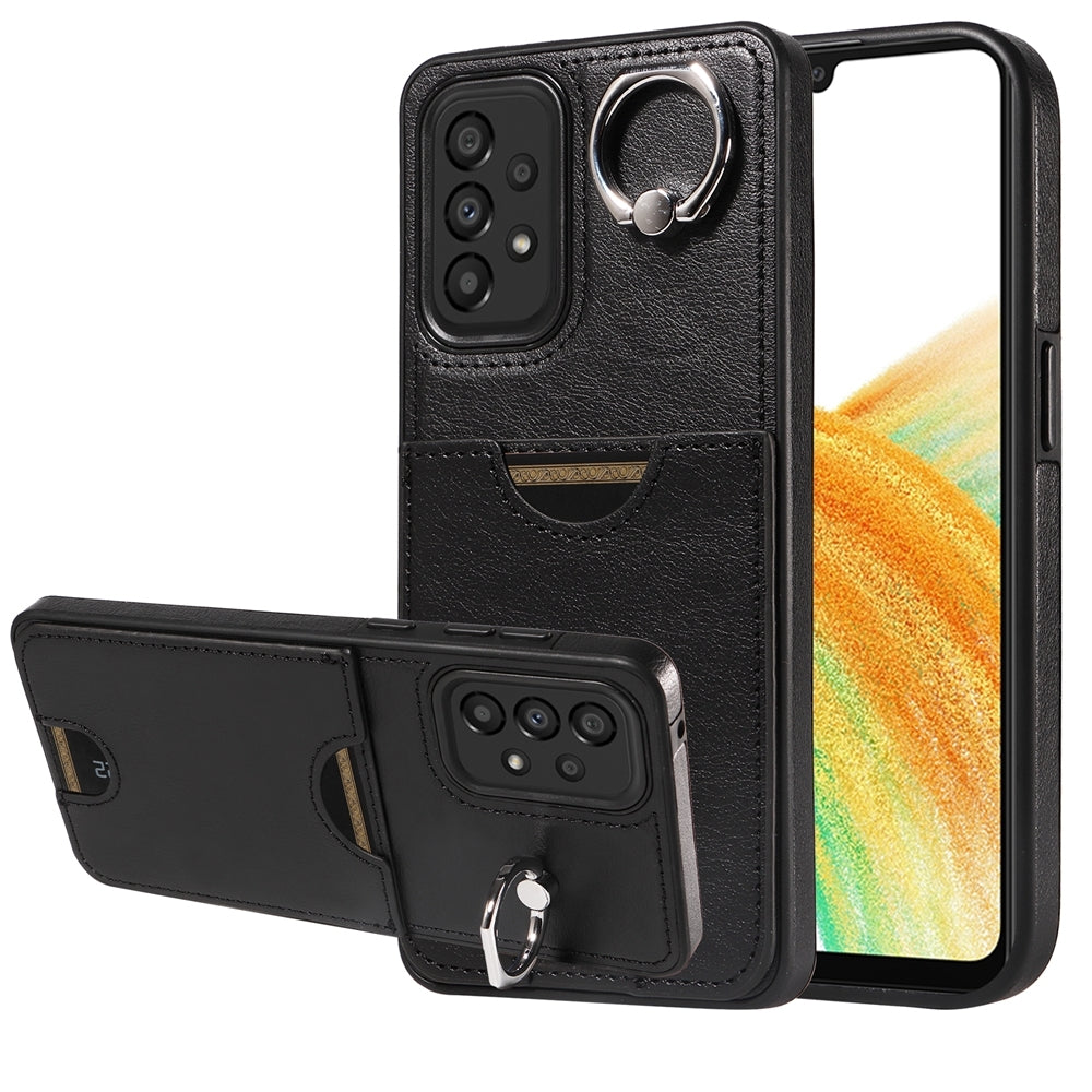 Samsung Galaxy A33 5G Case with Calf Texture, Card Slot & Ring Holder