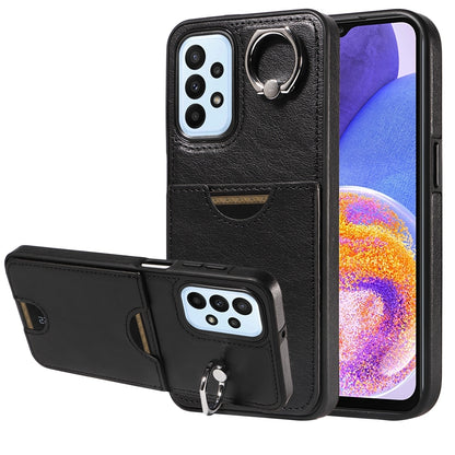 Samsung Galaxy A23 Leather-Effect Card Holder Case with 360° Rotating Ring Stand