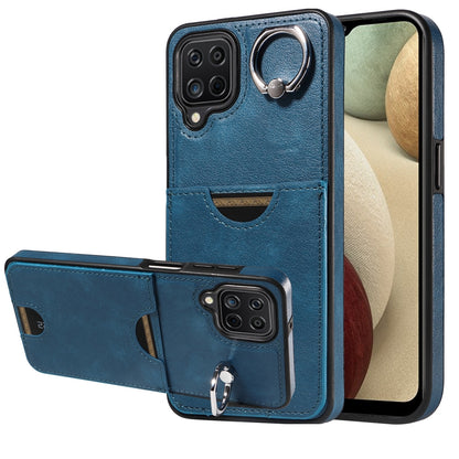 Samsung Galaxy A12 4G Case with Calf Texture & Ring Holder - Durable Card Slot Design