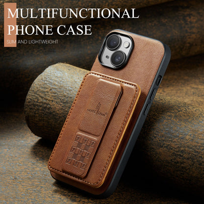 iPhone 14 Card Holder Back Phone Case - Oil Wax Cow Leather