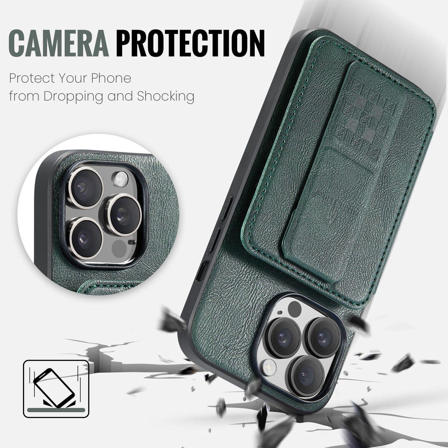 iPhone 12 Pro Card Holder Back Phone Case - Oil Wax Cow Leather