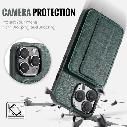 iPhone 12 Pro Card Holder Back Phone Case - Oil Wax Cow Leather