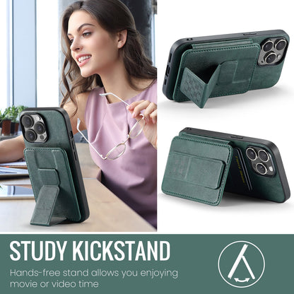 iPhone 12 Pro Card Holder Back Phone Case - Oil Wax Cow Leather