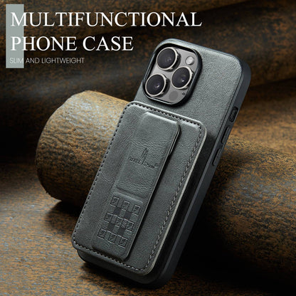 iPhone 12 Pro Card Holder Back Phone Case - Oil Wax Cow Leather