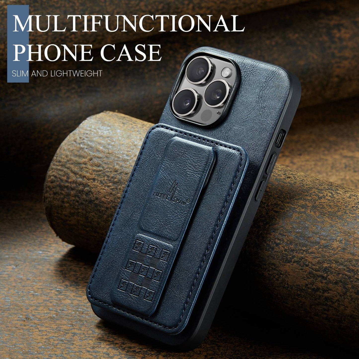 iPhone 12 Pro Card Holder Back Phone Case - Oil Wax Cow Leather