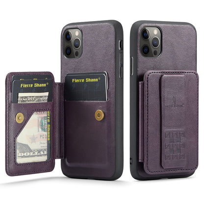 iPhone 11 Pro Max Card Holder Back Phone Case - Oil Wax Cow Leather