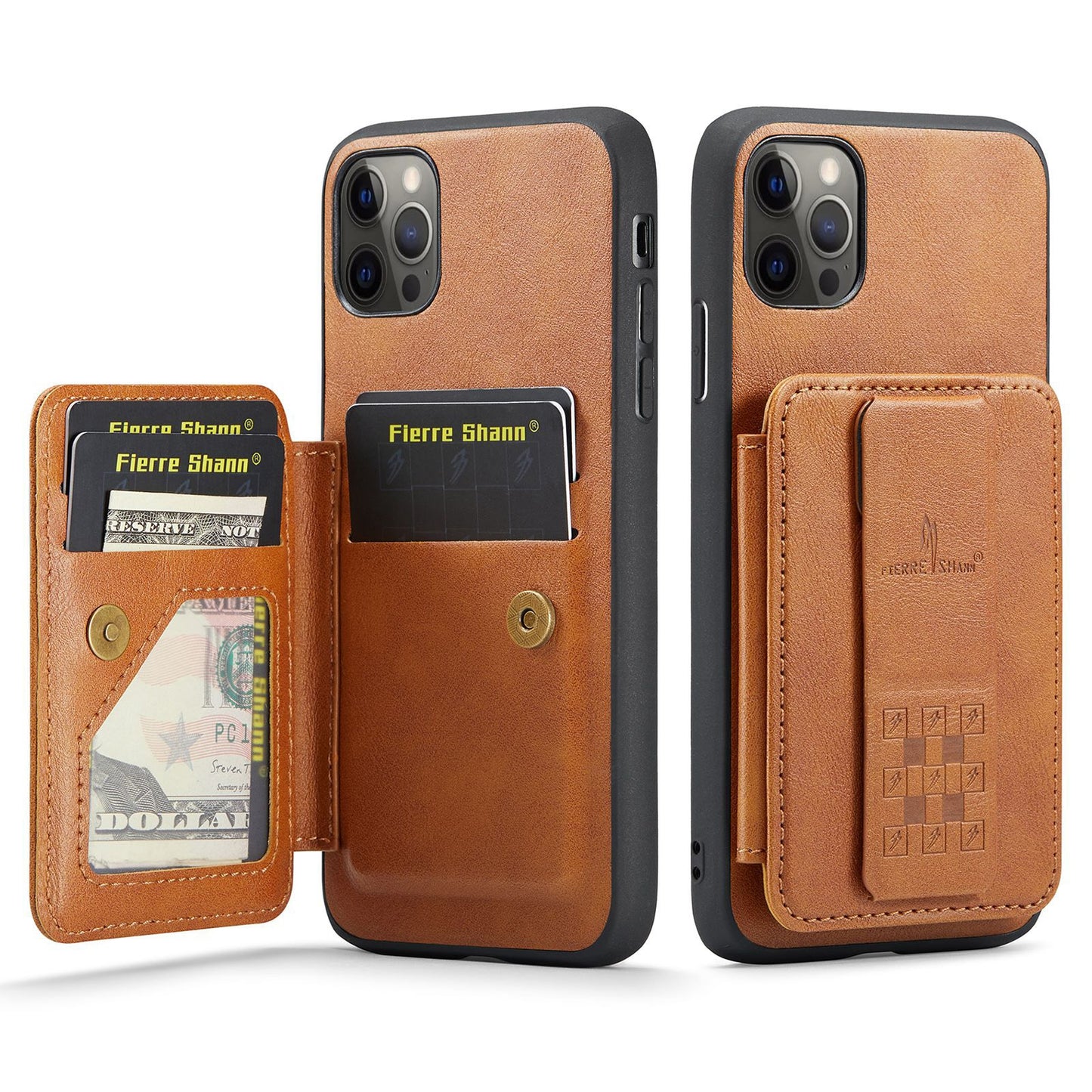 iPhone 11 Pro Max Card Holder Back Phone Case - Oil Wax Cow Leather