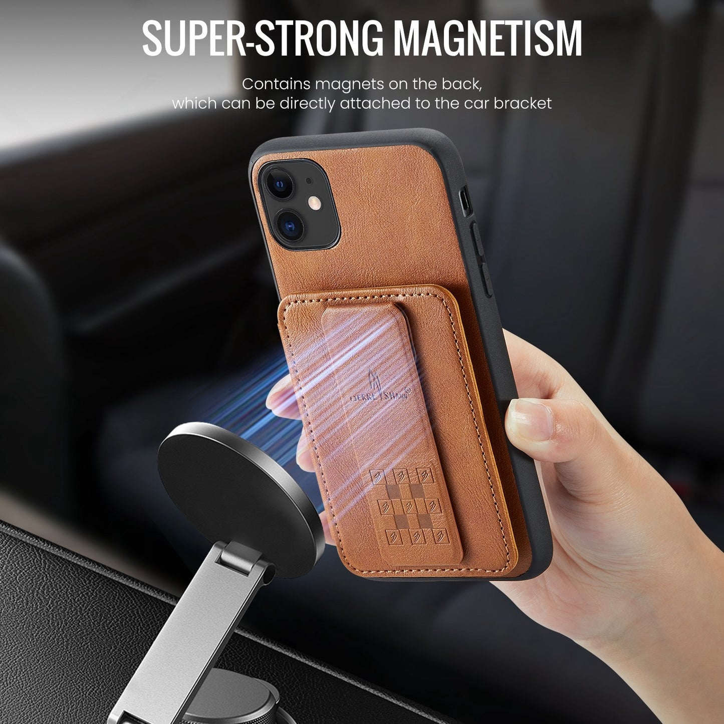 iPhone 11 Pro Max Card Holder Back Phone Case - Oil Wax Cow Leather