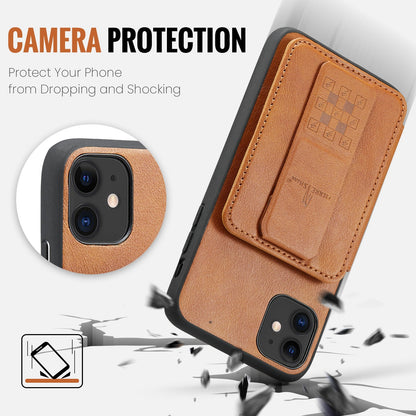 iPhone 11 Pro Max Card Holder Back Phone Case - Oil Wax Cow Leather