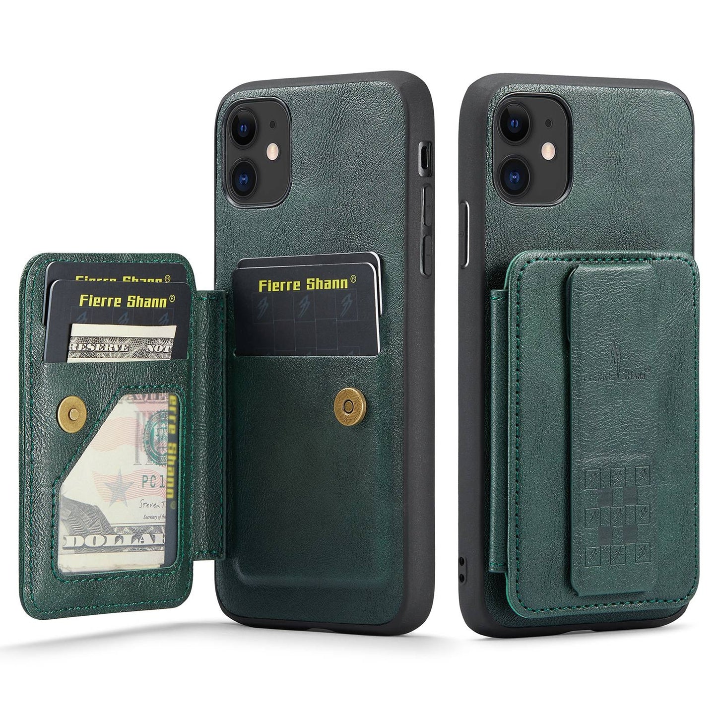 iPhone 11 Card Holder Back Phone Case - Oil Wax Cow Leather