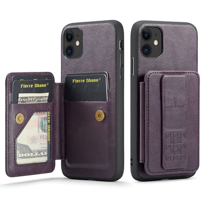 iPhone 11 Card Holder Back Phone Case - Oil Wax Cow Leather