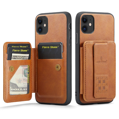 iPhone 11 Card Holder Back Phone Case - Oil Wax Cow Leather