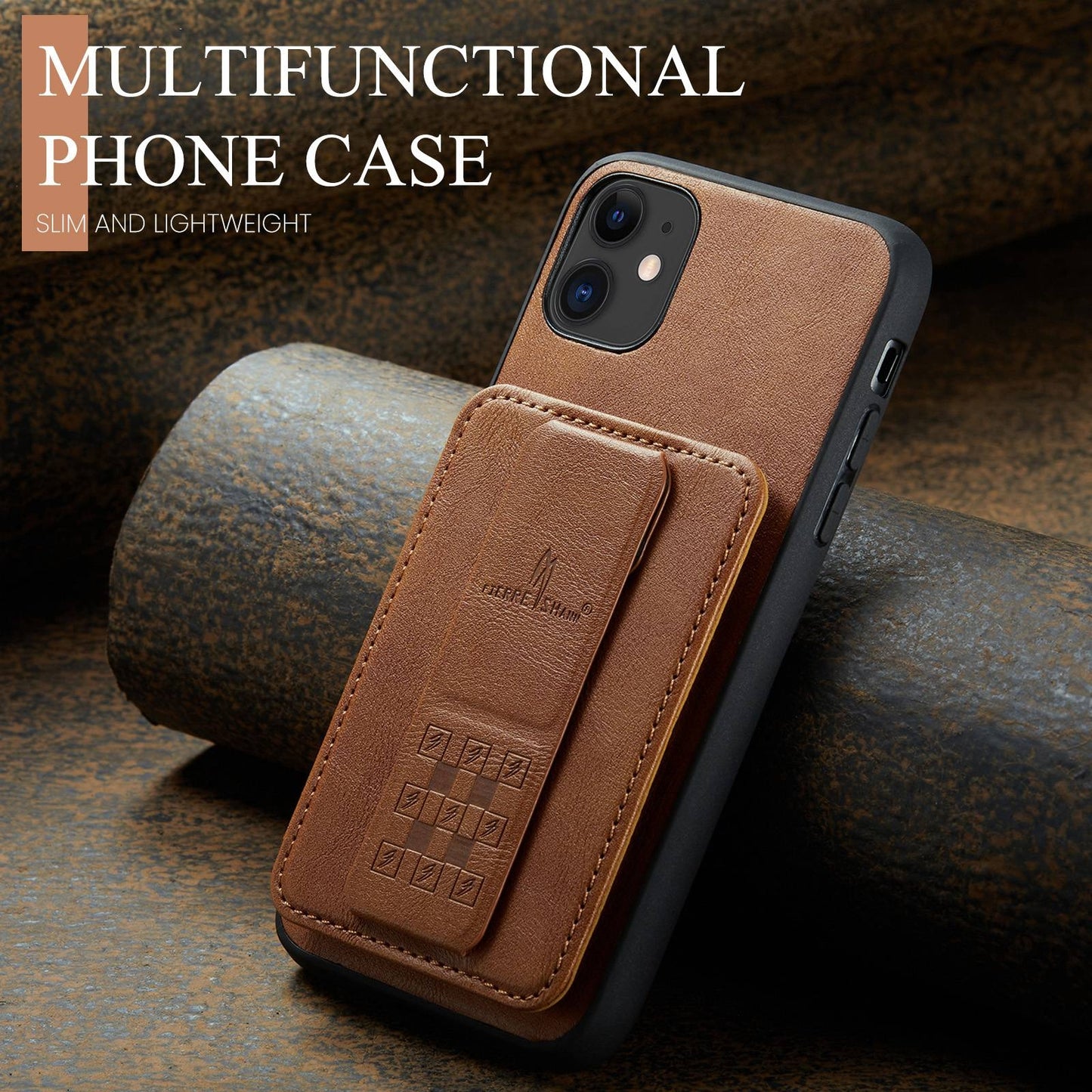 iPhone 11 Card Holder Back Phone Case - Oil Wax Cow Leather