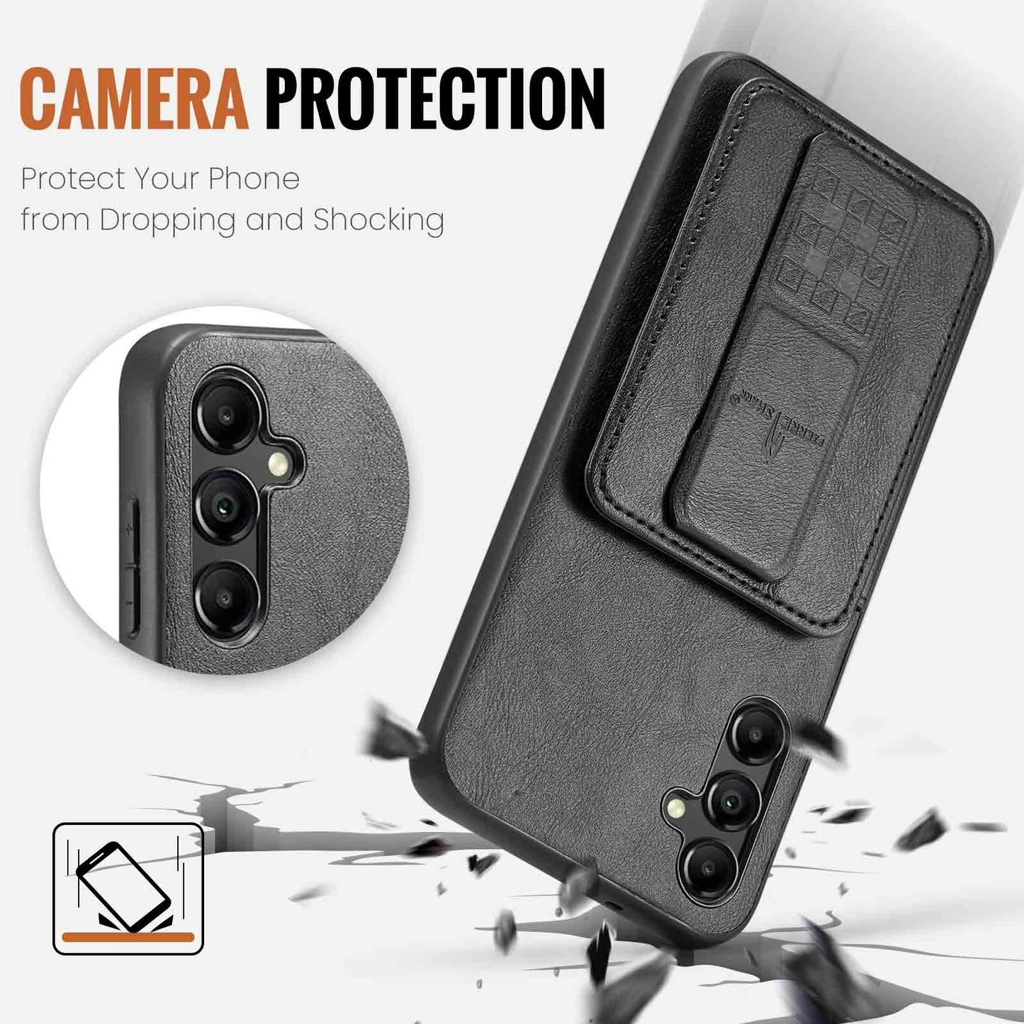 Samsung Galaxy A13 5G Card Holder Back Phone Case - Oil Wax Cow Leather