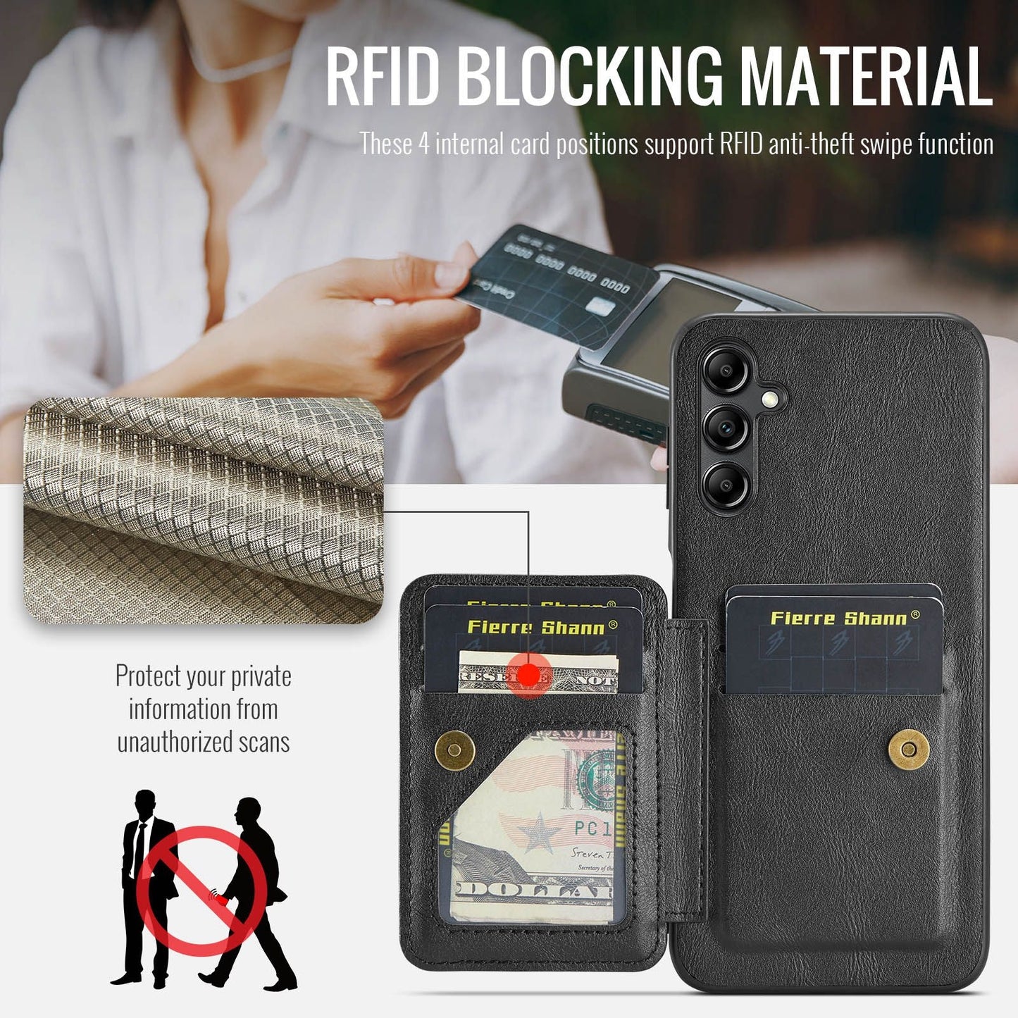 Samsung Galaxy A14 5G Card Holder Back Phone Case - Oil Wax Cow Leather