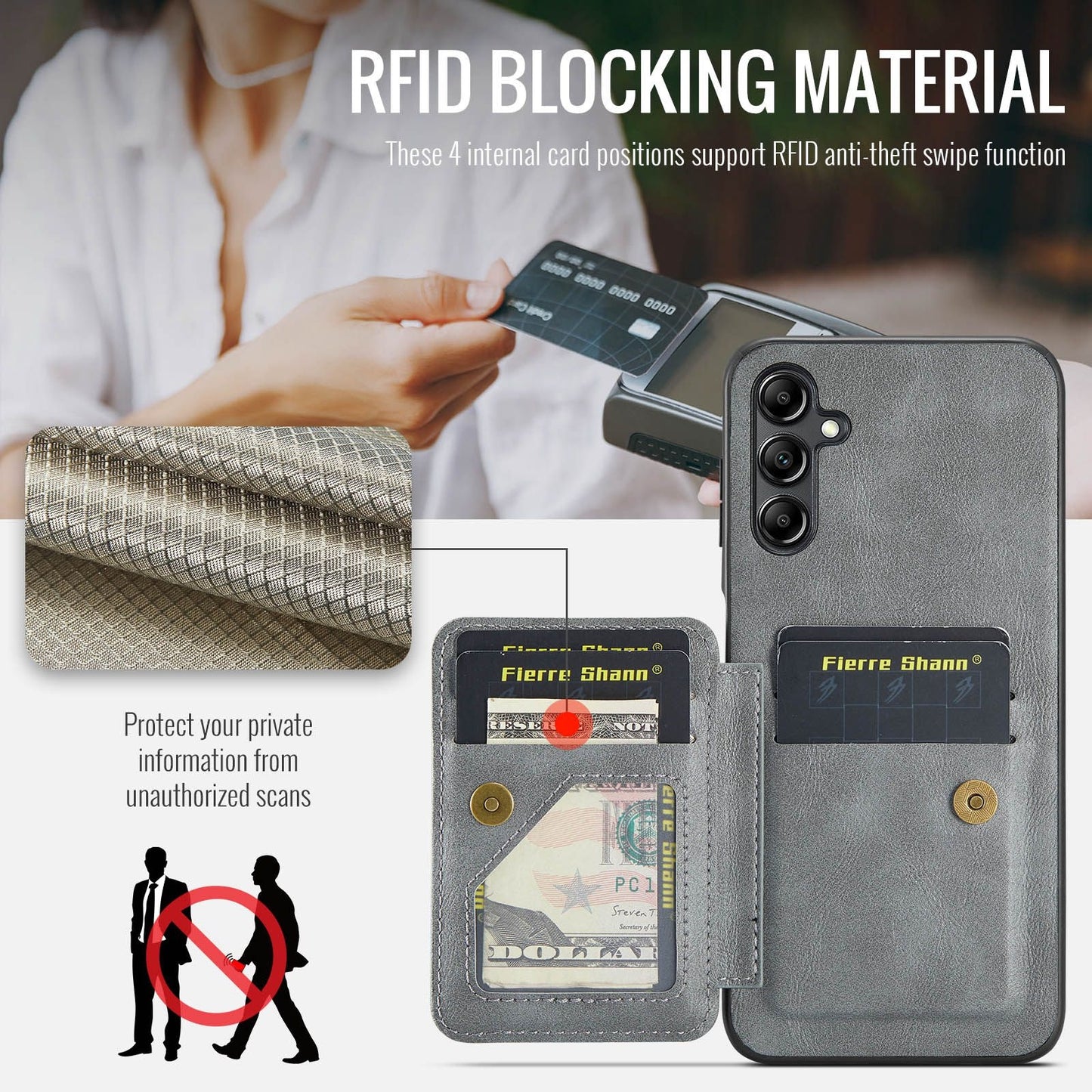 Samsung Galaxy A14 5G Card Holder Back Phone Case - Oil Wax Cow Leather