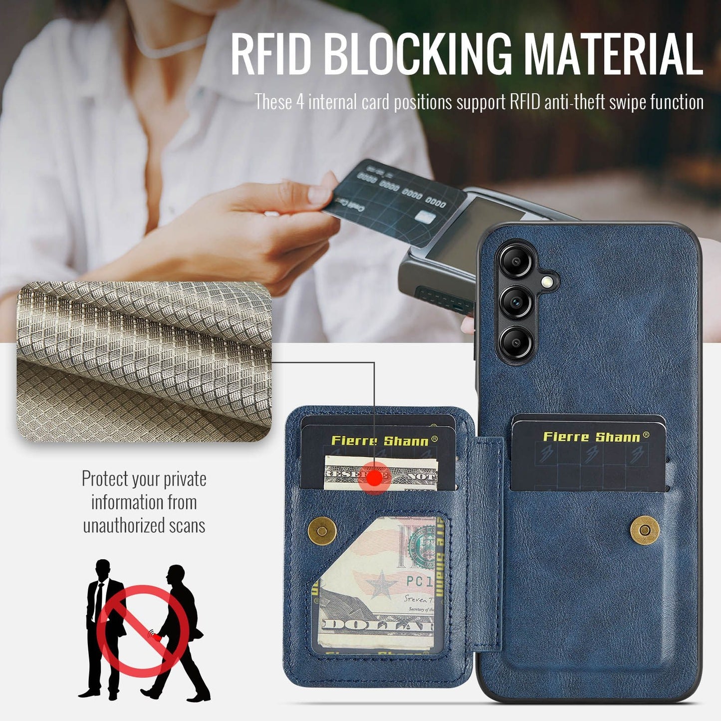 Samsung Galaxy A14 5G Card Holder Back Phone Case - Oil Wax Cow Leather