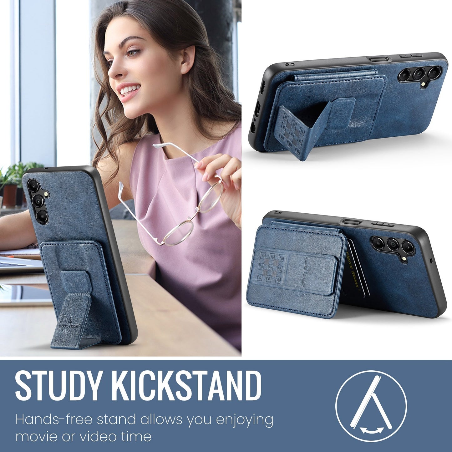 Samsung Galaxy A14 5G Card Holder Back Phone Case - Oil Wax Cow Leather