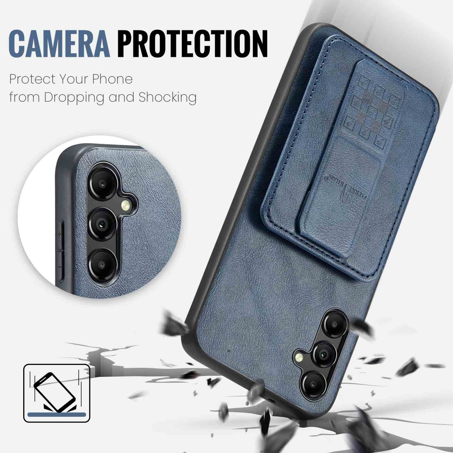 Samsung Galaxy A15 5G Card Holder Back Phone Case - Oil Wax Cow Leather