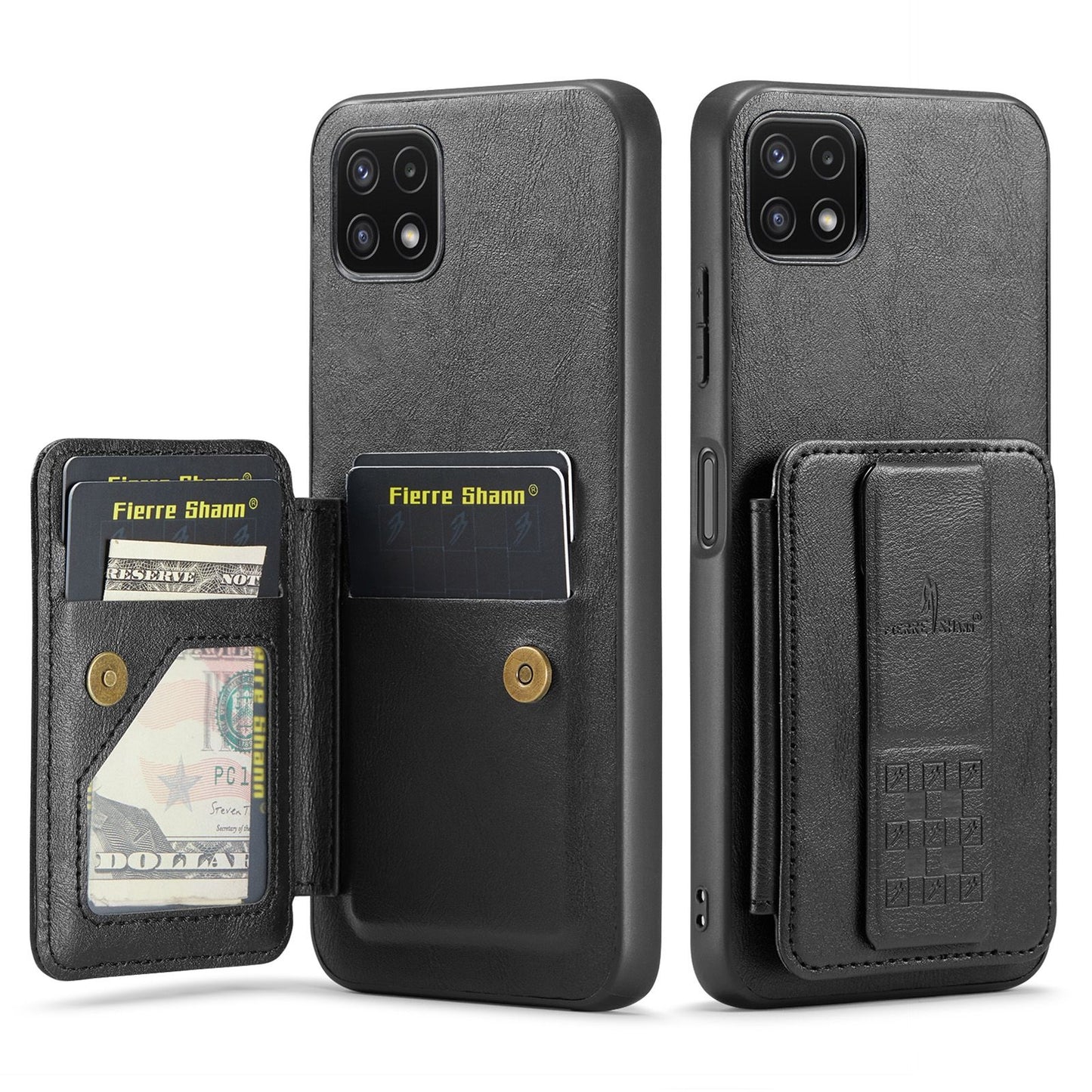 Samsung Galaxy A22 5G Card Holder Back Phone Case - Oil Wax Cow Leather