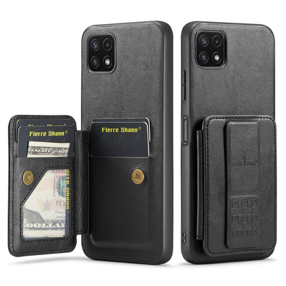 Samsung Galaxy A22 5G Card Holder Back Phone Case - Oil Wax Cow Leather