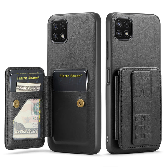 Samsung Galaxy A22 5G Card Holder Back Phone Case - Oil Wax Cow Leather