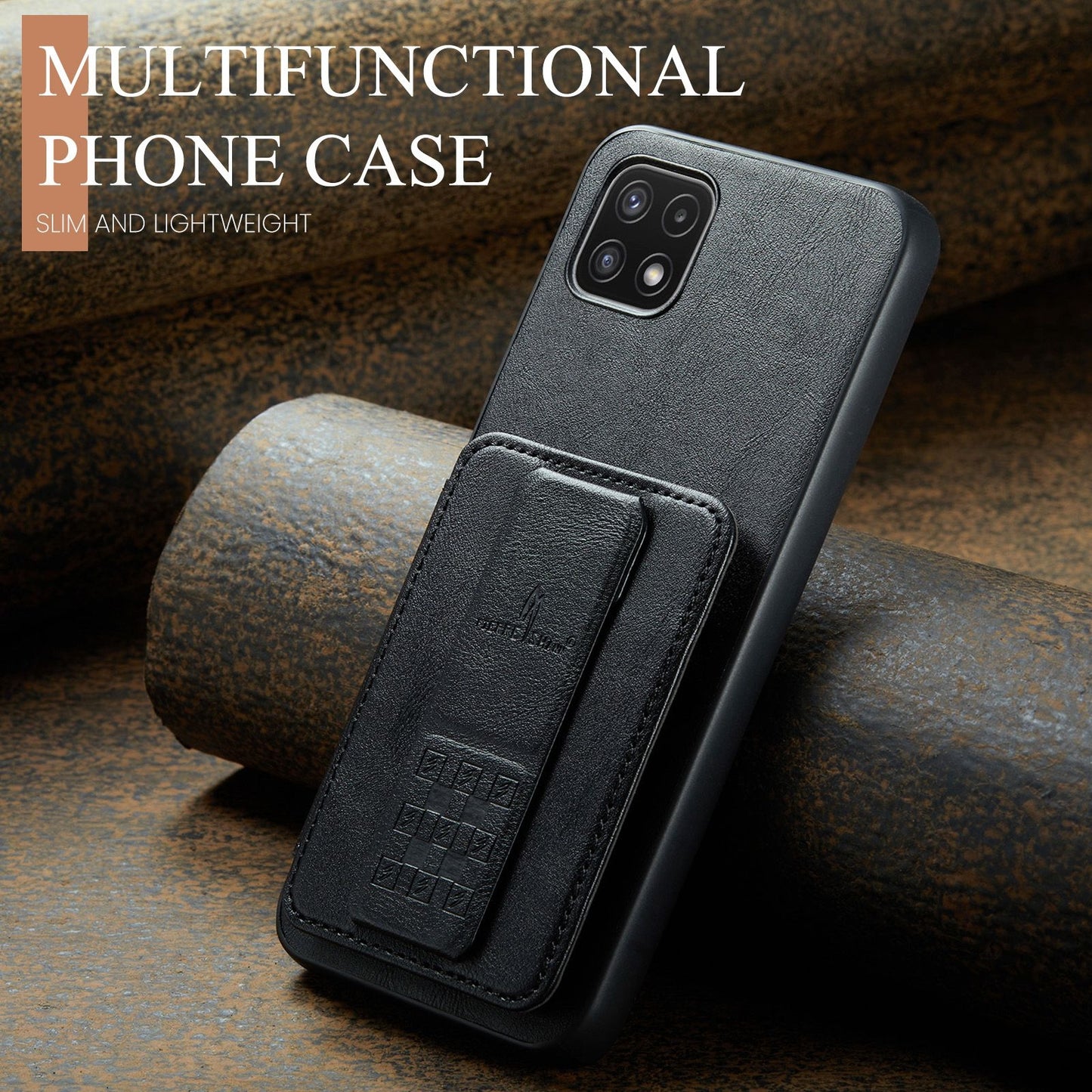 Samsung Galaxy A22 5G Card Holder Back Phone Case - Oil Wax Cow Leather