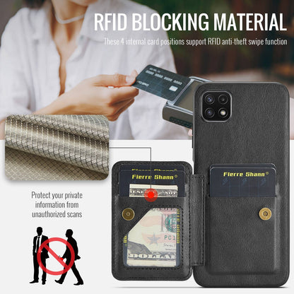 Samsung Galaxy A22 5G Card Holder Back Phone Case - Oil Wax Cow Leather