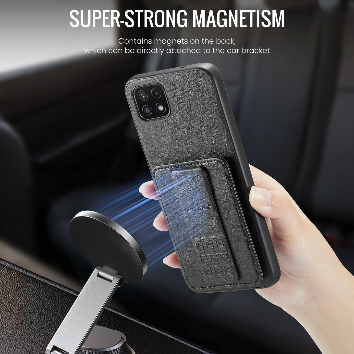 Samsung Galaxy A22 5G Card Holder Back Phone Case - Oil Wax Cow Leather