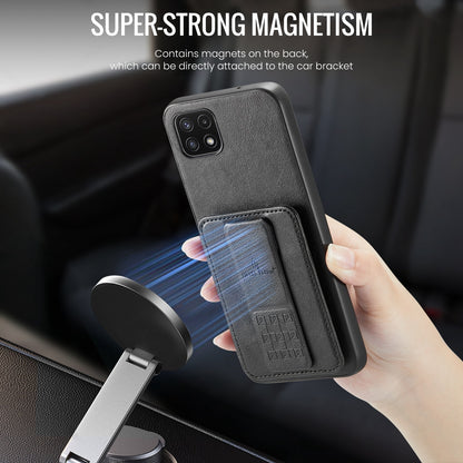 Samsung Galaxy A22 5G Card Holder Back Phone Case - Oil Wax Cow Leather