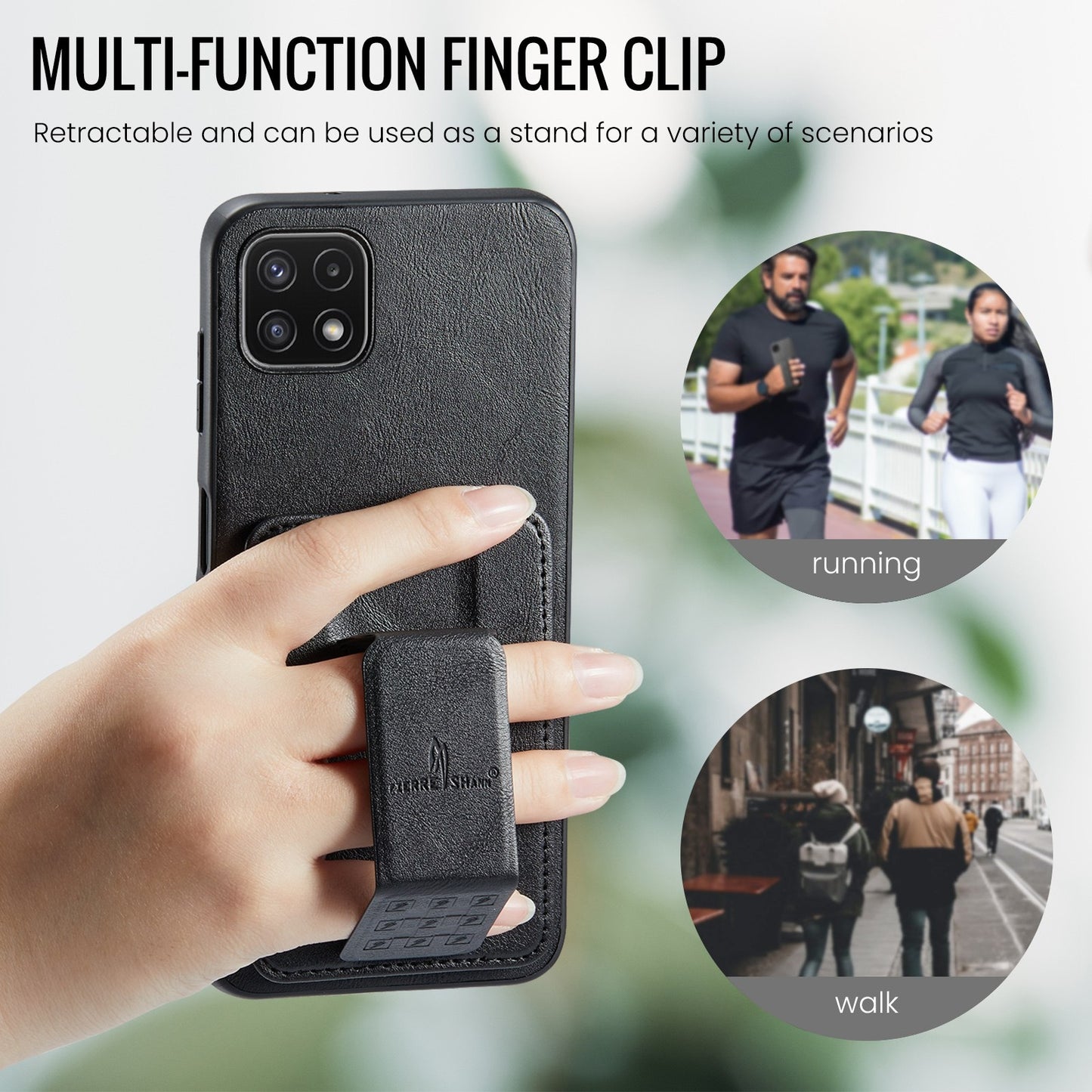 Samsung Galaxy A22 5G Card Holder Back Phone Case - Oil Wax Cow Leather