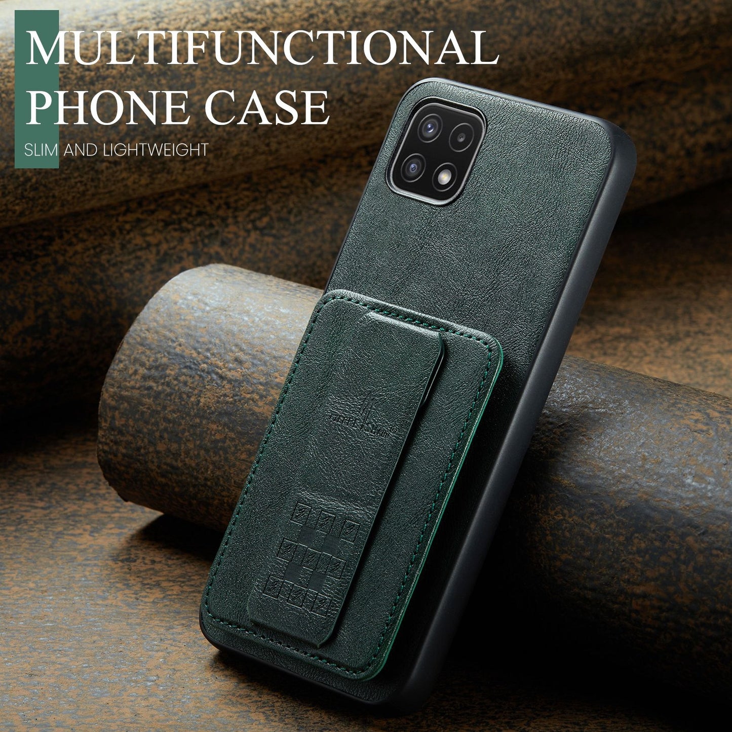 Samsung Galaxy A22 5G Card Holder Back Phone Case - Oil Wax Cow Leather