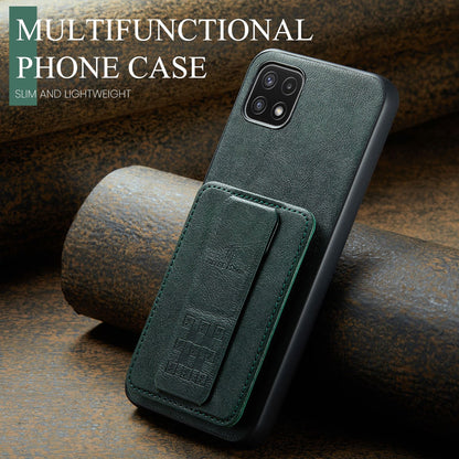 Samsung Galaxy A22 5G Card Holder Back Phone Case - Oil Wax Cow Leather