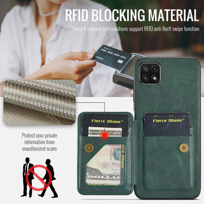 Samsung Galaxy A22 5G Card Holder Back Phone Case - Oil Wax Cow Leather