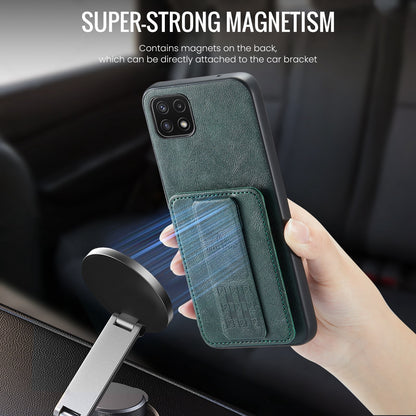 Samsung Galaxy A22 5G Card Holder Back Phone Case - Oil Wax Cow Leather