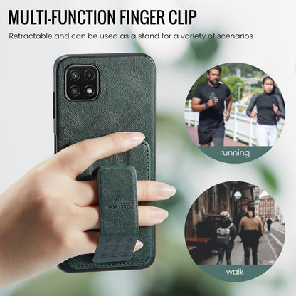 Samsung Galaxy A22 5G Card Holder Back Phone Case - Oil Wax Cow Leather