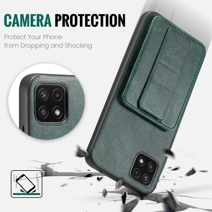 Samsung Galaxy A22 5G Card Holder Back Phone Case - Oil Wax Cow Leather