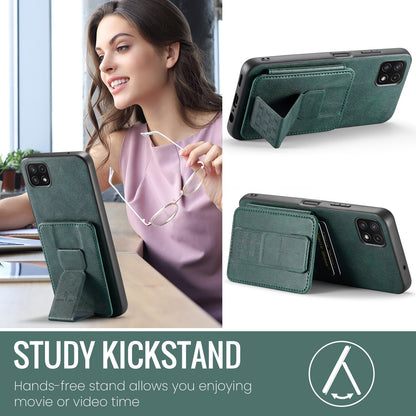 Samsung Galaxy A22 5G Card Holder Back Phone Case - Oil Wax Cow Leather